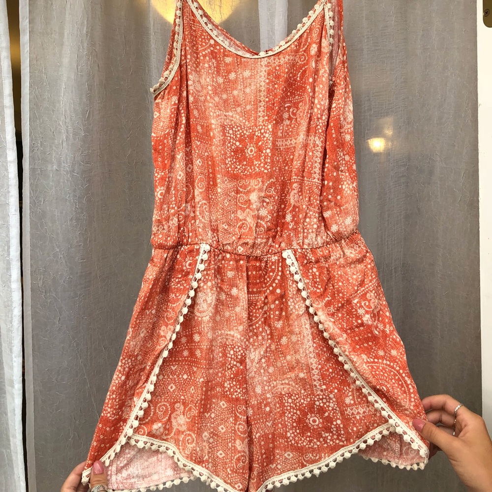 Salmon Ellison Rd. Printed Romper